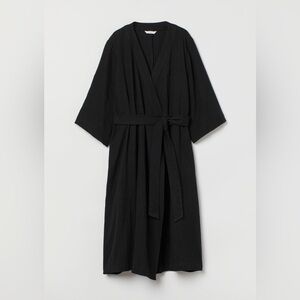 H&M Gauzy Cotton Wrap Dress Sz XS Black